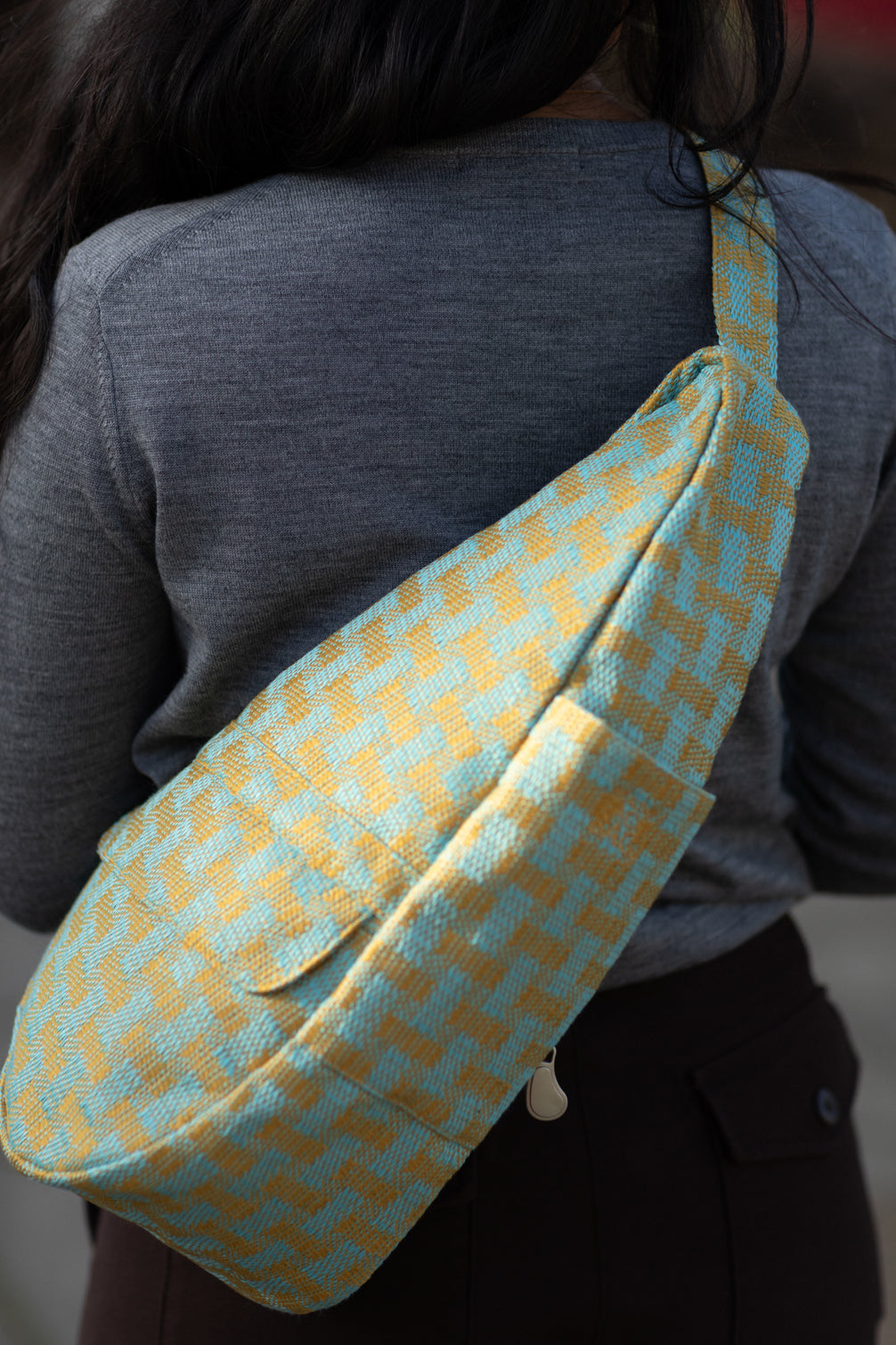 Basketweave Aqua Small Healthy Back Bag