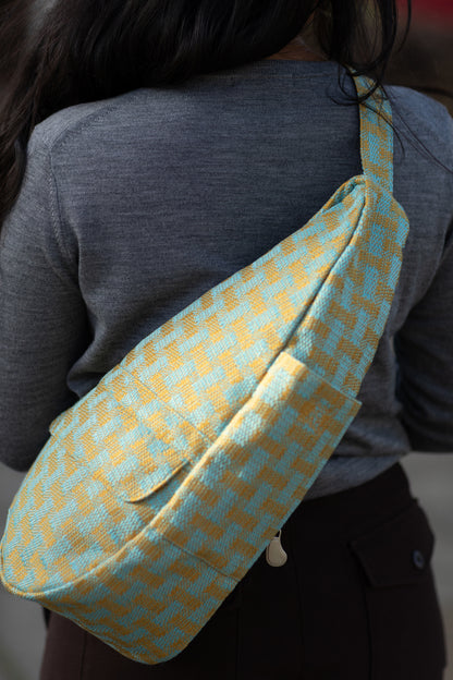 Basketweave Aqua Small Healthy Back Bag