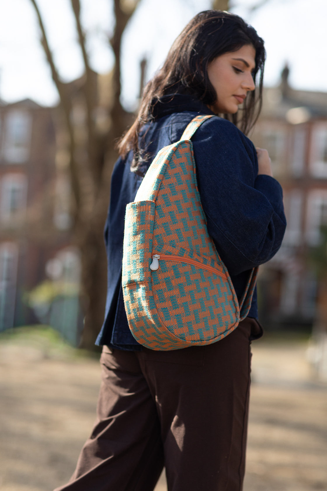 Basketweave Pumpkin Small Healthy Back Bag