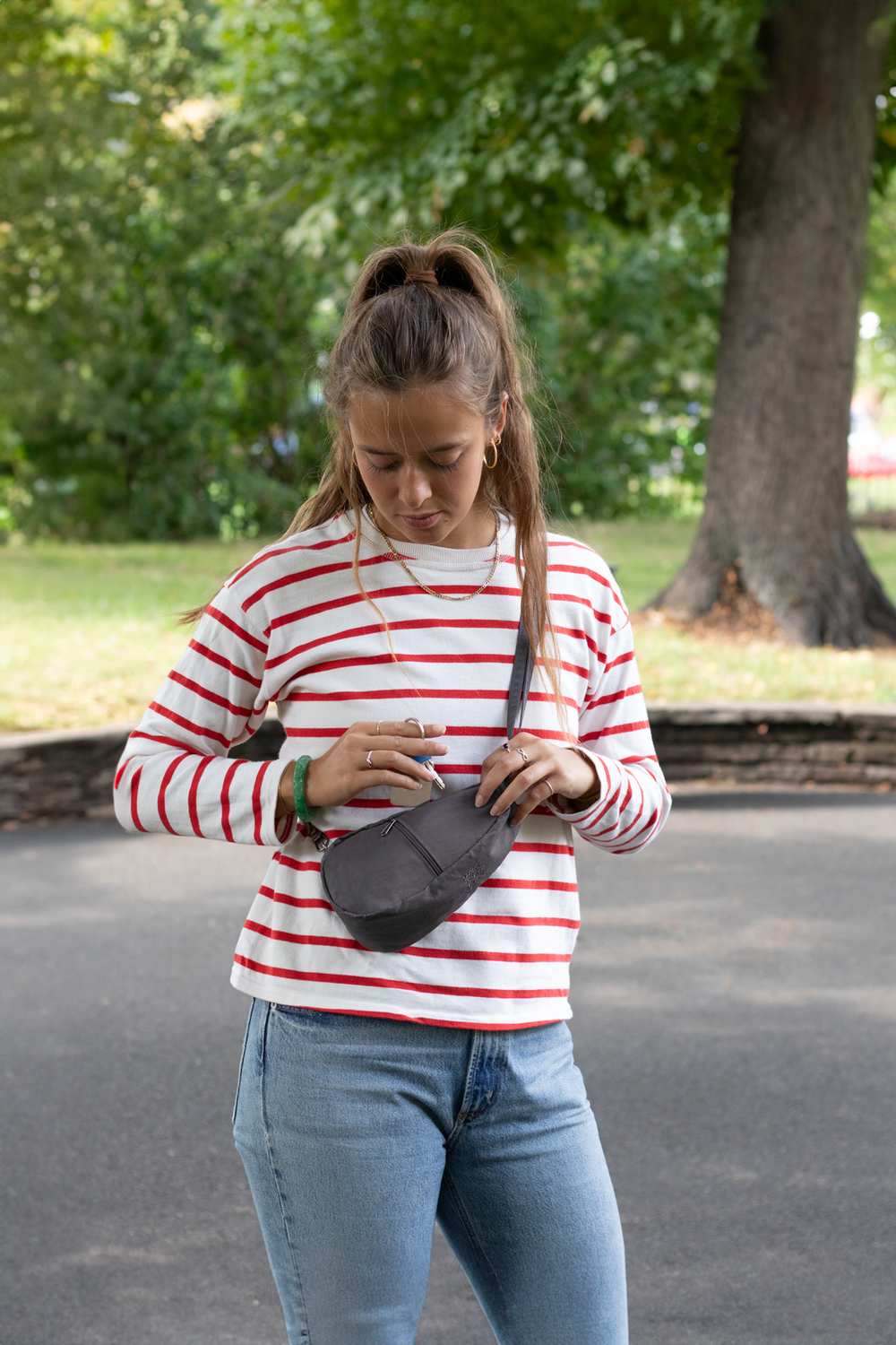 Textured Nylon Mini Baglett Graphite #colour_graphite