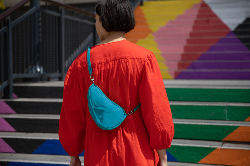 Textured Nylon Baglett Capri Blue #colour_capri-blue