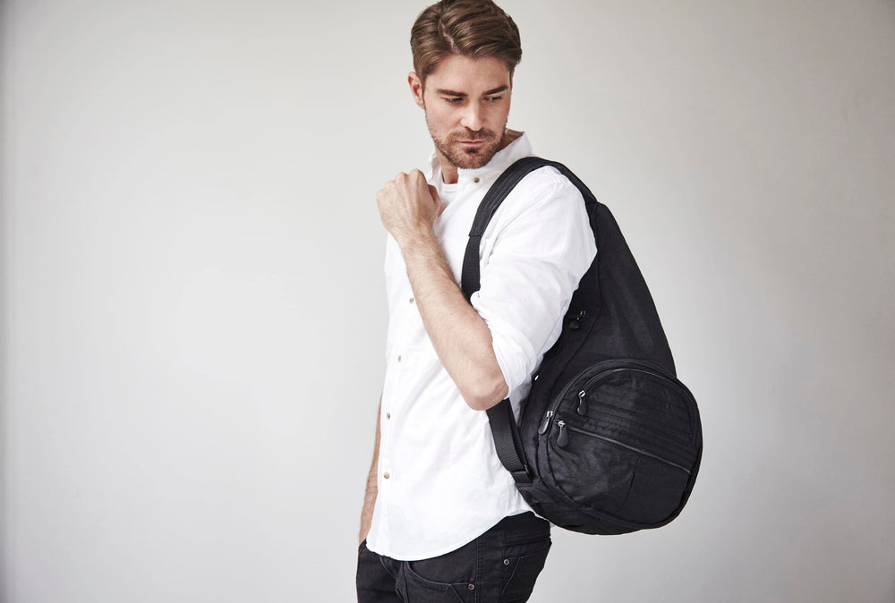 Textured Nylon Big Bag Black#colour_black