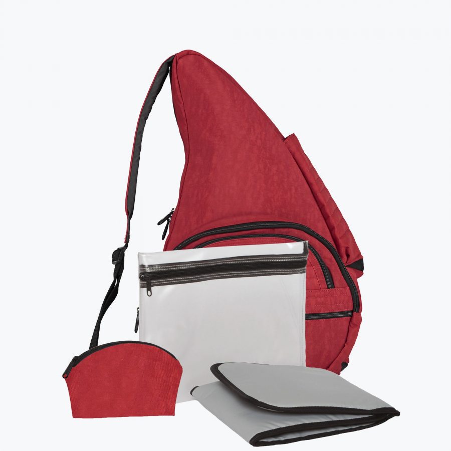 Textured Nylon Baby Changing Bag Crimson